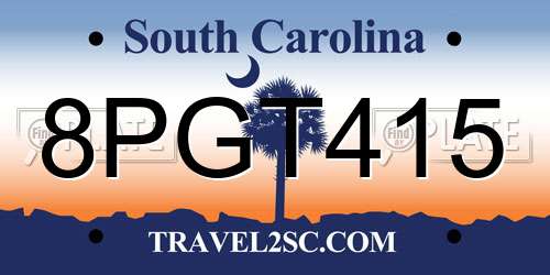 8PGT415 South Carolina License Plate