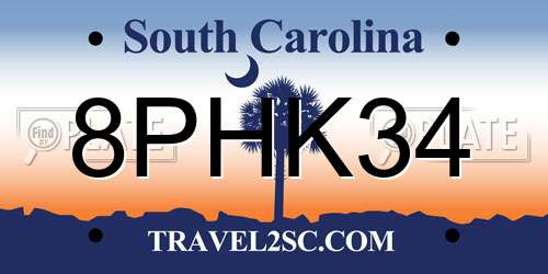 8PHK34 South Carolina License Plate