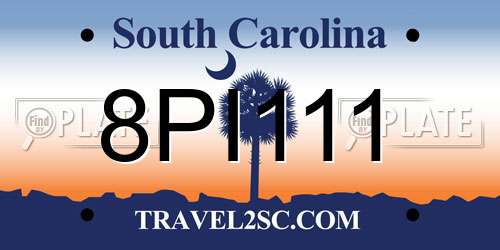 8PI111 South Carolina License Plate