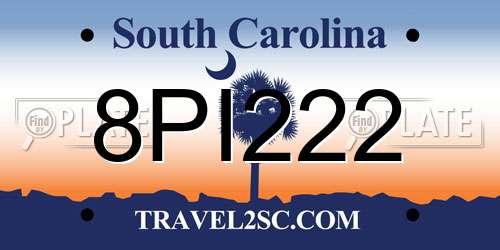 8PI222 South Carolina License Plate