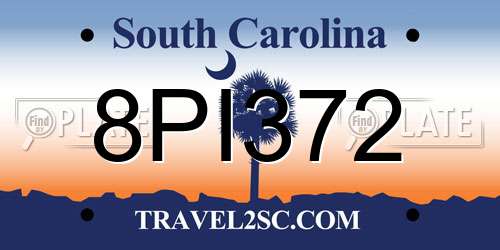 8PI372 South Carolina License Plate
