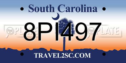 8PI497 South Carolina License Plate