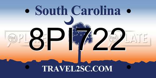 8PI722 South Carolina License Plate