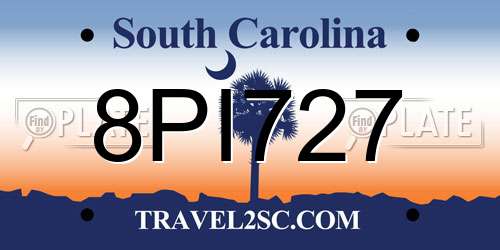 8PI727 South Carolina License Plate