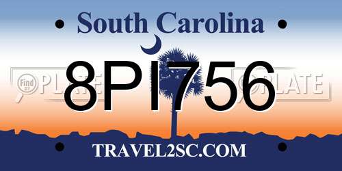 8PI756 South Carolina License Plate