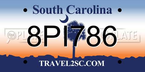 8PI786 South Carolina License Plate