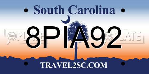 8PIA92 South Carolina License Plate