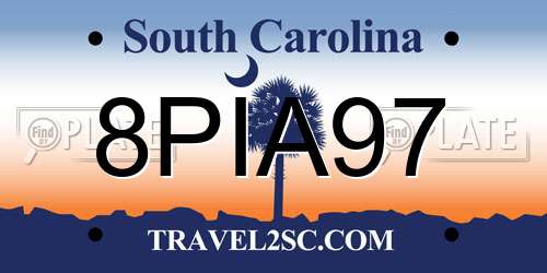 8PIA97 South Carolina License Plate