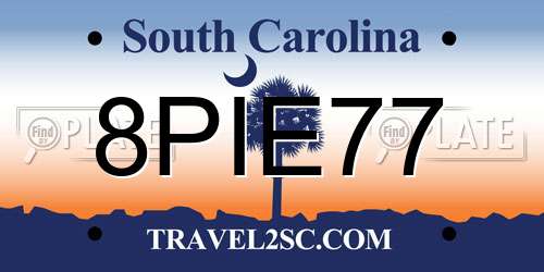 8PIE77 South Carolina License Plate
