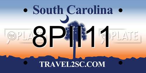 8PII11 South Carolina License Plate