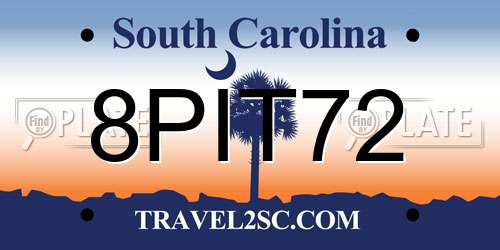 8PIT72 South Carolina License Plate