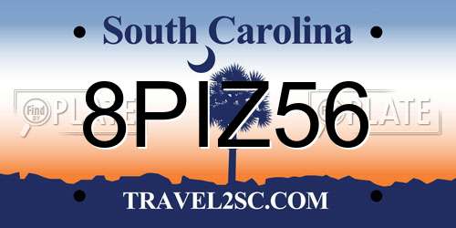 8PIZ56 South Carolina License Plate