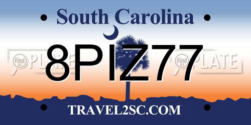8PIZ77 South Carolina License Plate