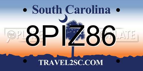 8PIZ86 South Carolina License Plate