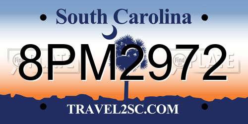 8PM2972 South Carolina License Plate