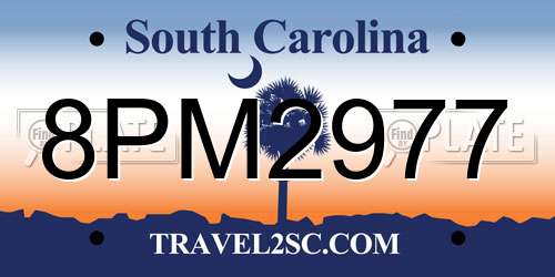 8PM2977 South Carolina License Plate