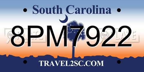 8PM7922 South Carolina License Plate