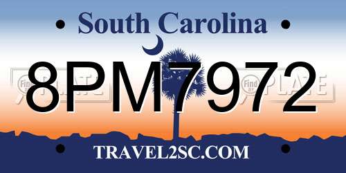 8PM7972 South Carolina License Plate