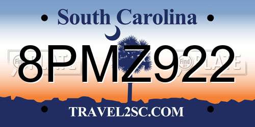 8PMZ922 South Carolina License Plate