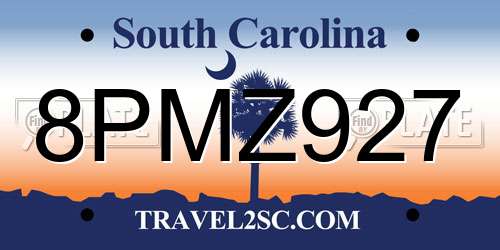 8PMZ927 South Carolina License Plate