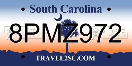 8PMZ972 South Carolina License Plate