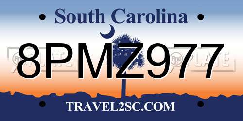 8PMZ977 South Carolina License Plate