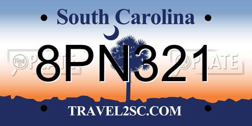 8PN321 South Carolina License Plate