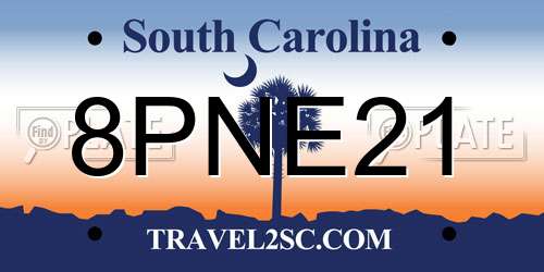 8PNE21 South Carolina License Plate