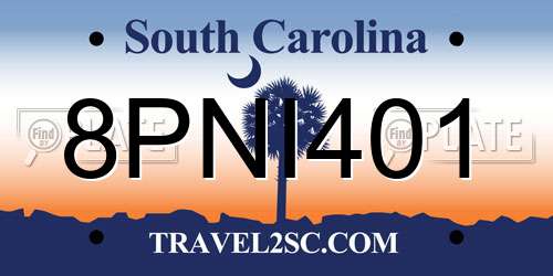 8PNI401 South Carolina License Plate
