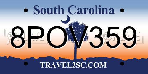 8POV359 South Carolina License Plate