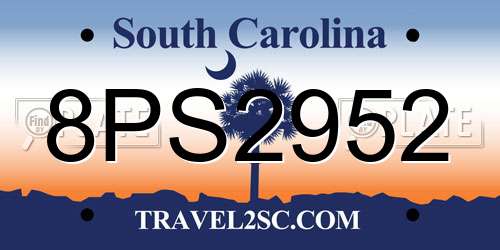 8PS2952 South Carolina License Plate