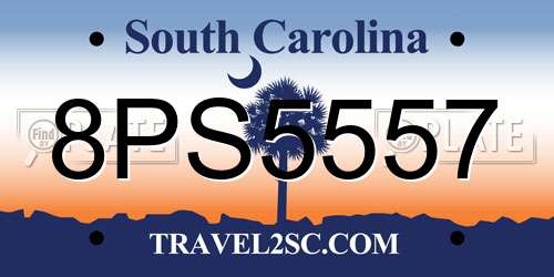 8PS5557 South Carolina License Plate