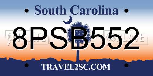 8PSB552 South Carolina License Plate