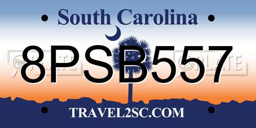 8PSB557 South Carolina License Plate