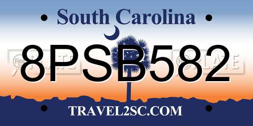 8PSB582 South Carolina License Plate
