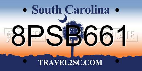 8PSB661 South Carolina License Plate