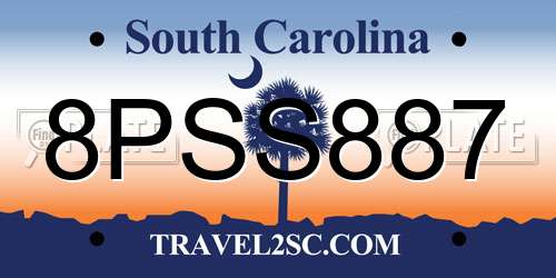 8PSS887 South Carolina License Plate