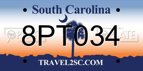 8PT034 South Carolina License Plate