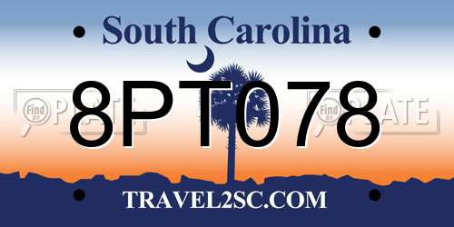 8PT078 South Carolina License Plate