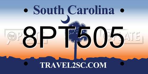 8PT505 South Carolina License Plate