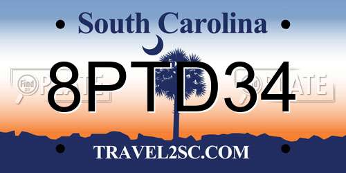 8PTD34 South Carolina License Plate