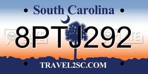8PTJ292 South Carolina License Plate