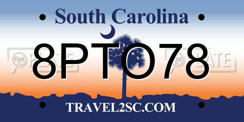 8PTO78 South Carolina License Plate