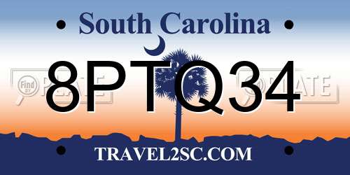 8PTQ34 South Carolina License Plate