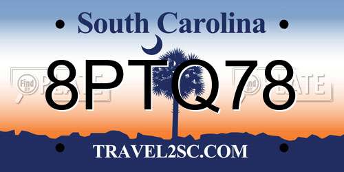 8PTQ78 South Carolina License Plate