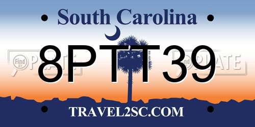 8PTT39 South Carolina License Plate