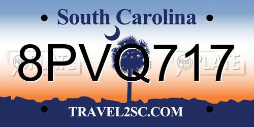 8PVQ717 South Carolina License Plate