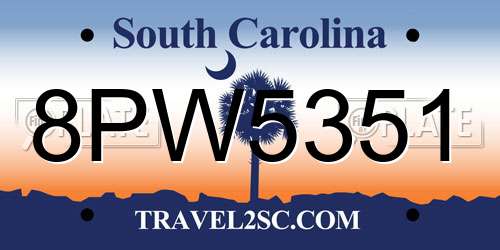 8PW5351 South Carolina License Plate
