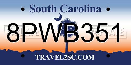 8PWB351 South Carolina License Plate