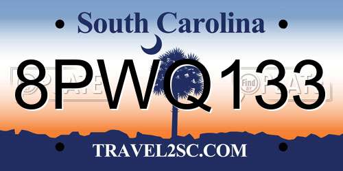 8PWQ133 South Carolina License Plate